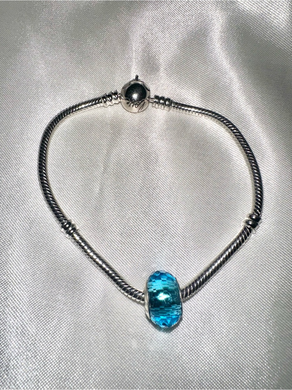 Pandora Blue Glass Bead Silver Bracelet - Branded 925